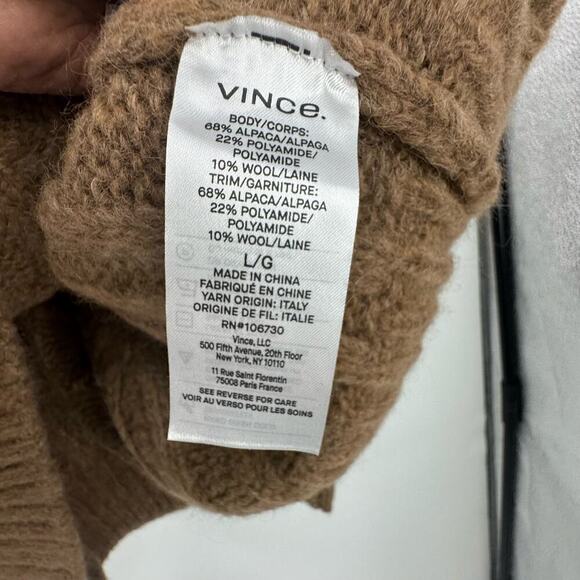 Vince Cable Braid Alpaca & Wool Blend Sweater Long Sleeve In Camel Size L NWT - Picture 10 of 12